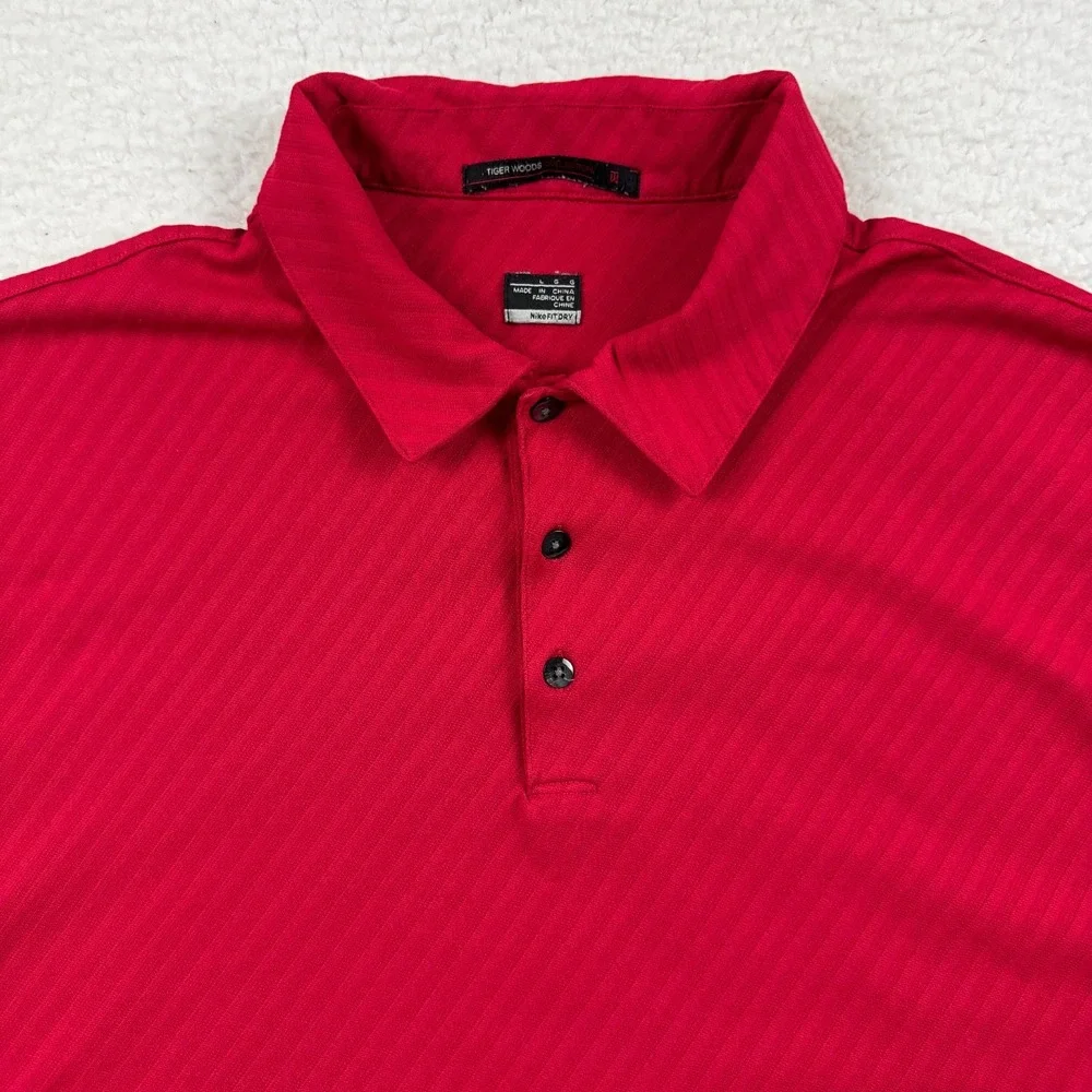 Nike Fit Dry Tiger Woods Collection Polo Shirt Mens Large Red‎ Performance Golf